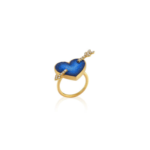 Blue Heart Ring front view