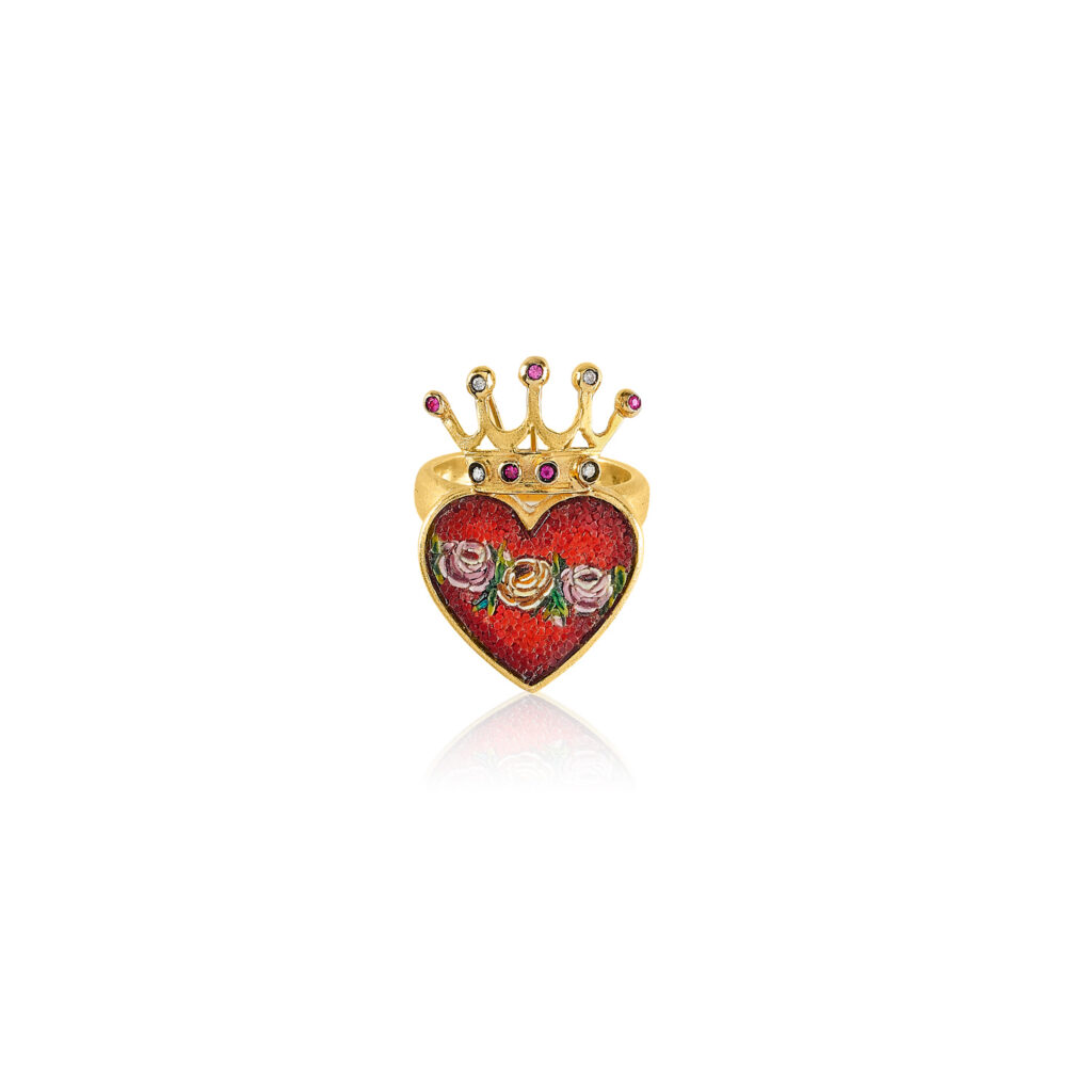 Crown Heart Ring top view