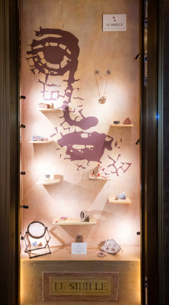 Le Sibille's full jewelry showcase inside the Ritz Hotel in Paris